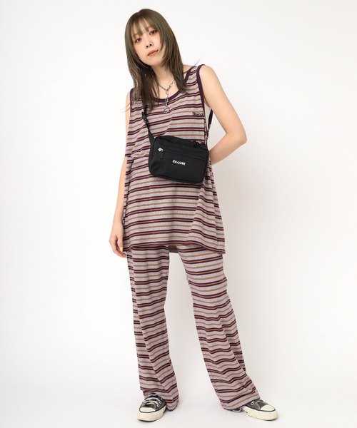 RNA(アールエヌエー)の「M2235 マルチボーダーBIGタンク(タンクトップ・レディース・パープル系その他/ベージュ/杢グレー・MEDIUM)」の10枚目の写真