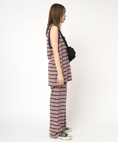 RNA(アールエヌエー)の「M2235 マルチボーダーBIGタンク(タンクトップ・レディース・パープル系その他/ベージュ/杢グレー・MEDIUM)」の12枚目の写真