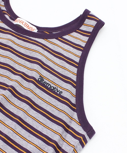 RNA(アールエヌエー)の「M2235 マルチボーダーBIGタンク(タンクトップ・レディース・パープル系その他/ベージュ/杢グレー・MEDIUM)」の22枚目の写真