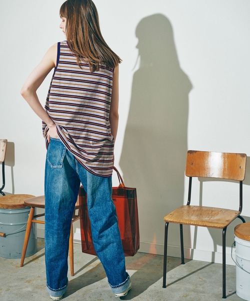 RNA(アールエヌエー)の「M2235 マルチボーダーBIGタンク(タンクトップ・レディース・パープル系その他/ベージュ/杢グレー・MEDIUM)」の18枚目の写真