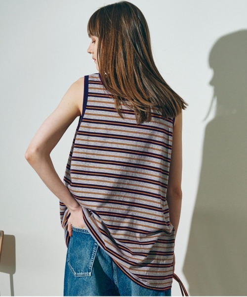 RNA(アールエヌエー)の「M2235 マルチボーダーBIGタンク(タンクトップ・レディース・パープル系その他/ベージュ/杢グレー・MEDIUM)」の15枚目の写真