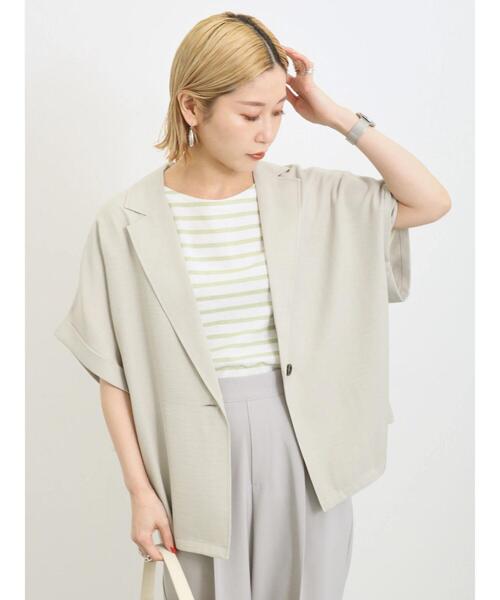 Samansa Mos2 blue（サマンサモスモスブルー）の「リネンタッチシャツジャケット（シャツ/ブラウス・レディース・モカ/ライトベージュ/チャコールグレー・F）」の3枚目の写真