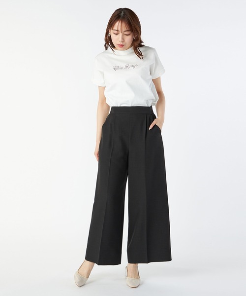 LAISSE PASSE（レッセパッセ）の「センタープレスワイドパンツ（その他パンツ・レディース・ブラック/ベージュ・MEDIUM/SMALL）」の2枚目の写真