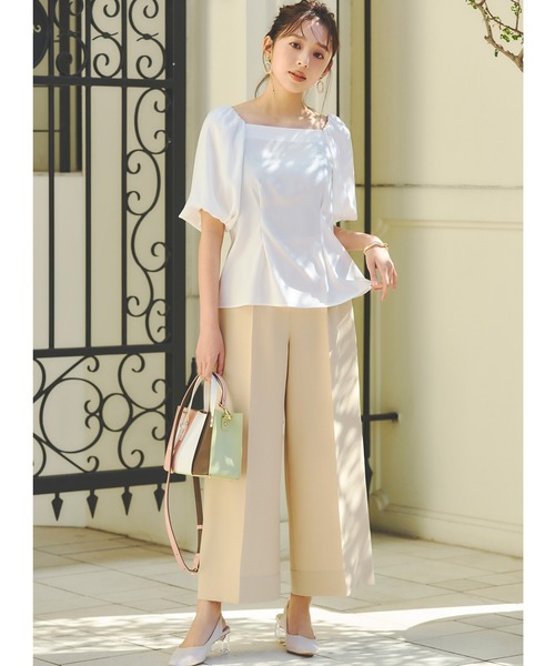 LAISSE PASSE（レッセパッセ）の「センタープレスワイドパンツ（その他パンツ・レディース・ブラック/ベージュ・MEDIUM/SMALL）」の3枚目の写真