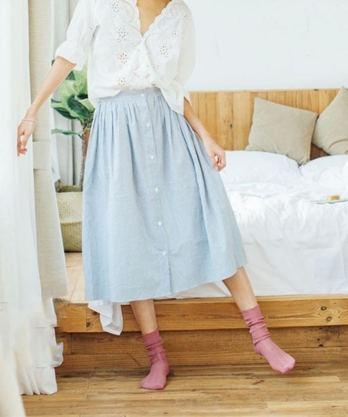 Miniministore（ミニミニストア）の「靴下 レディース おしゃれ シースルー（ソックス/靴下・レディース・グレー/ブラック/ライトピンク/イエロー/ピンク/アイボリー/ミント/レンガ/ブルー/キャメル/ホワイト・FREE）」の16枚目の写真