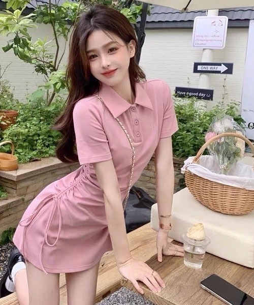 Mayree(メイリー)の「【Mayree】サイドギャザーミニワンピース(ワンピース・レディース・ブルー/ピンク/ブラック・SMALL/MEDIUM/LARGE/X-LARGE)」の3枚目の写真