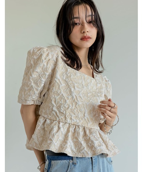 Re:EDIT（リエディ）の「ふくれジャカードペプラムトップス（シャツ