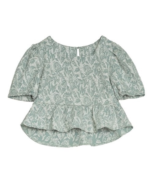 Re:EDIT(リエディ)の「ふくれジャカードペプラムトップス(シャツ/ブラウス・レディース・グリーン/ホワイト/ブラック/ベージュ・MEDIUM/LARGE)」の4枚目の写真