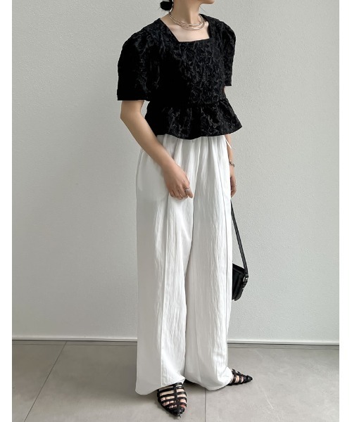 Re:EDIT(リエディ)の「ふくれジャカードペプラムトップス(シャツ/ブラウス・レディース・グリーン/ホワイト/ブラック/ベージュ・MEDIUM/LARGE)」の11枚目の写真