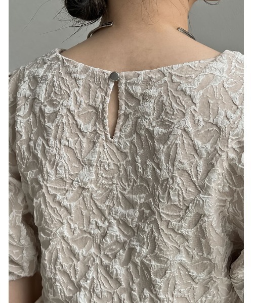 Re:EDIT(リエディ)の「ふくれジャカードペプラムトップス(シャツ/ブラウス・レディース・グリーン/ホワイト/ブラック/ベージュ・MEDIUM/LARGE)」の21枚目の写真