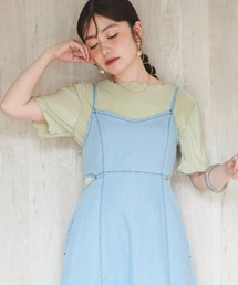 【150㎝前後の小柄さんサイズ】サイドカットデニムキャミワンピース