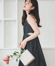 【150㎝前後の小柄さんサイズ】サイドカットデニムキャミワンピース