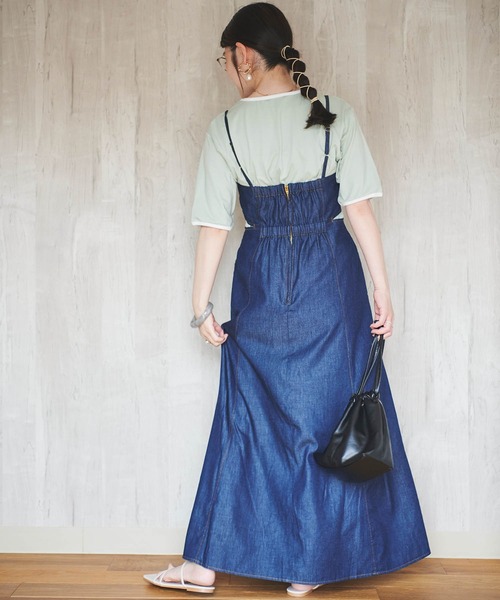 mil（ミル）の「【150㎝前後の小柄さんサイズ】サイドカットデニムキャミワンピース（ワンピース・レディース・ネイビー/ブラック/サックスブルー・XS/S/M）」の18枚目の写真