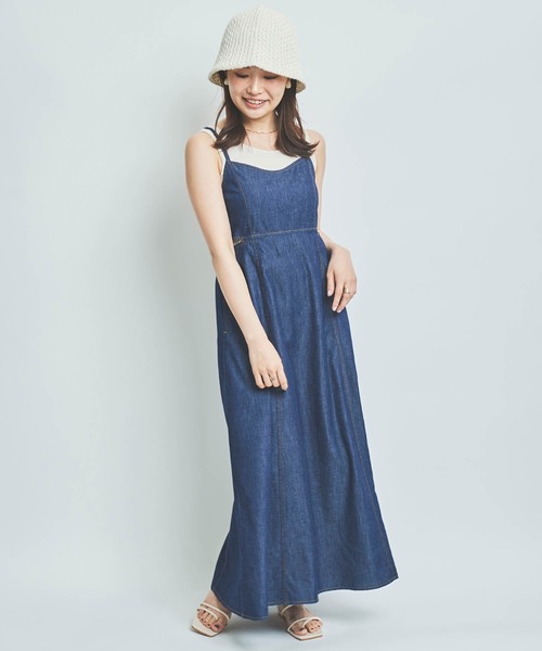 mil（ミル）の「【150㎝前後の小柄さんサイズ】サイドカットデニムキャミワンピース（ワンピース・レディース・ネイビー/ブラック/サックスブルー・XS/S/M）」の19枚目の写真