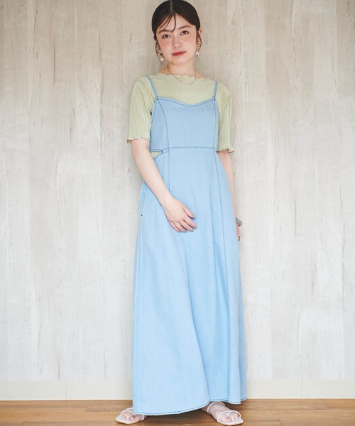 mil（ミル）の「【150㎝前後の小柄さんサイズ】サイドカットデニムキャミワンピース（ワンピース・レディース・ネイビー/ブラック/サックスブルー・XS/S/M）」の22枚目の写真