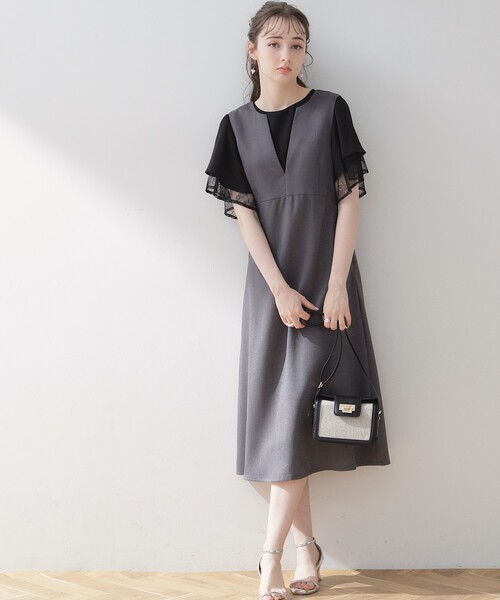 couture brooch（クチュールブローチ）の「◆Vネックフレアジャンスカ（ワンピース・レディース・ベージュ/チャコールグレー・36/38/40/42）」の20枚目の写真