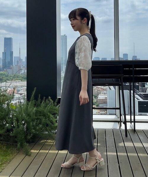 couture brooch（クチュールブローチ）の「◆Vネックフレアジャンスカ（ワンピース・レディース・ベージュ/チャコールグレー・36/38/40/42）」の14枚目の写真