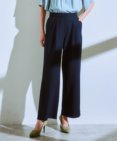 7days Life Styling（セブンデイズライフスタイリング）の「（接触冷感・防しわ・ＵＶカット）高機能サッカー生地ワイドパンツ（その他パンツ・レディース・ネイビー/サックスブルー・LL/M/L）」の7枚目の写真