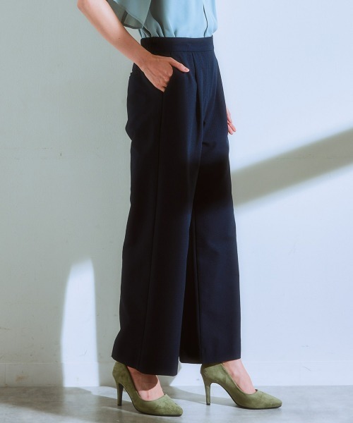 7days Life Styling（セブンデイズライフスタイリング）の「（接触冷感・防しわ・ＵＶカット）高機能サッカー生地ワイドパンツ（その他パンツ・レディース・ネイビー/サックスブルー・LL/M/L）」の8枚目の写真