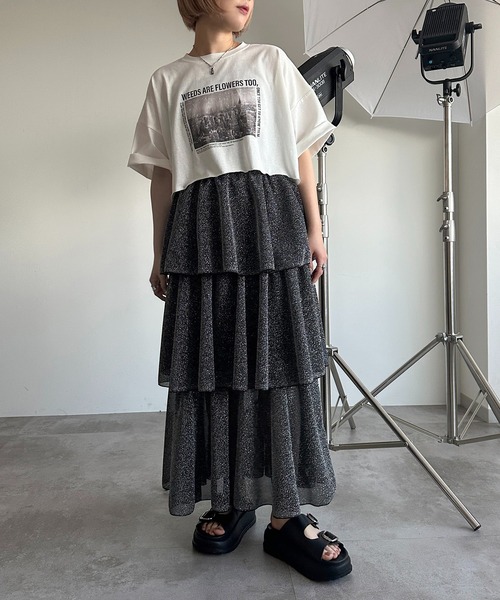 apres jour mignon(アプレジュールミニョン)の「ラメティアードスカート【ZOZOTOWN限定アイテム】(スカート・レディース・ブラック/シルバー・SMALL/MEDIUM/X-LARGE)」の7枚目の写真