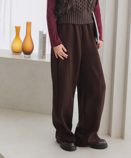 KOBE LETTUCE（コウベレタス）の「ダイバー素材ワイドカーブパンツ（スウェットパンツ・レディース・オフホワイト/グレー/ブラック/カーキ/ダークブラウン/チャコール/グレイッシュベージュ・PM/M/M-Short）」の5枚目の写真