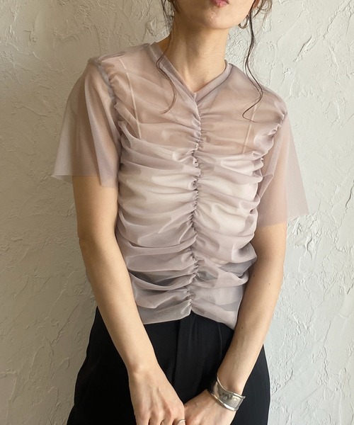 H491◾️ヘルムートラング　シアーストレッチチュール　トップス H491◾️ヘルムートラング シアーストレッチチュール トップス