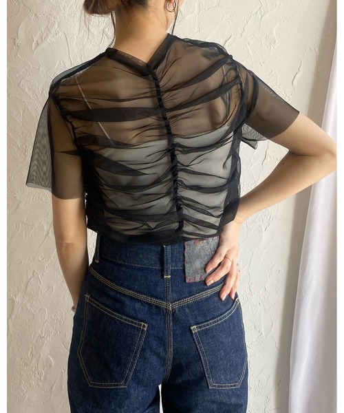 Descente luxe シースルー半袖カットソー　Lサイズ Descente luxe シースルー半袖カットソー Lサイズ