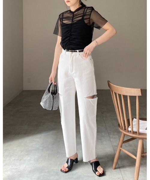 H491◾️ヘルムートラング　シアーストレッチチュール　トップス 楽天市場】トップス プルオーバー レディース シアートップス 春