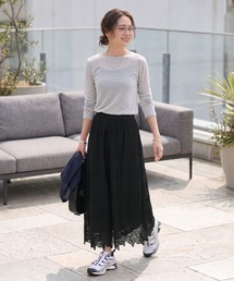 リーフレースパネルスカート