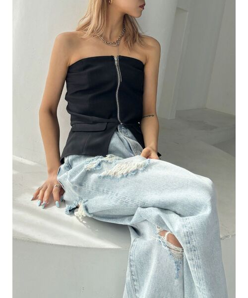 GYDA(ジェイダ)の「【WEB限定】【TINY低身長さん向け】フロントZIPペプラムブラウス(シャツ/ブラウス・レディース・オフホワイト/ブラック・FREE)」の17枚目の写真