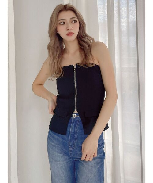 GYDA(ジェイダ)の「【WEB限定】【TINY低身長さん向け】フロントZIPペプラムブラウス(シャツ/ブラウス・レディース・オフホワイト/ブラック・FREE)」の5枚目の写真