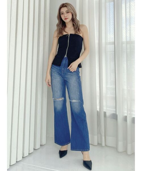 GYDA(ジェイダ)の「【WEB限定】【TINY低身長さん向け】フロントZIPペプラムブラウス(シャツ/ブラウス・レディース・オフホワイト/ブラック・FREE)」の8枚目の写真