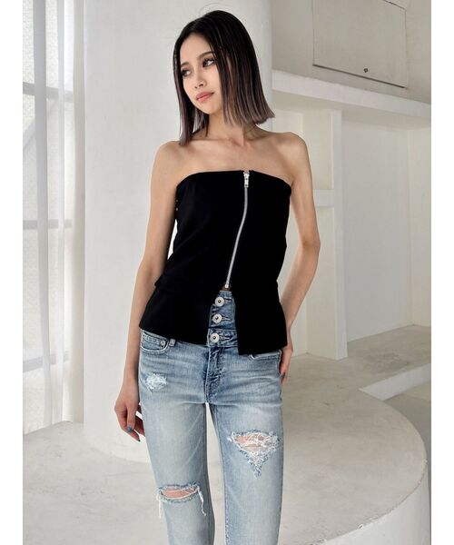 GYDA(ジェイダ)の「【WEB限定】【TINY低身長さん向け】フロントZIPペプラムブラウス(シャツ/ブラウス・レディース・オフホワイト/ブラック・FREE)」の11枚目の写真