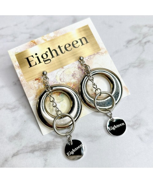 tone(トーン)の「【Eighteen】SILVERフープチェーンピアス(MA)(ピアス(両耳用)・レディース・シルバー・FREE)」の1枚目の写真