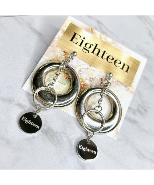 tone(トーン)の「【Eighteen】SILVERフープチェーンピアス(MA)(ピアス(両耳用)・レディース・シルバー・FREE)」の2枚目の写真