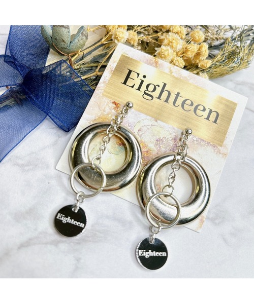 tone(トーン)の「【Eighteen】SILVERフープチェーンピアス(MA)(ピアス(両耳用)・レディース・シルバー・FREE)」の4枚目の写真