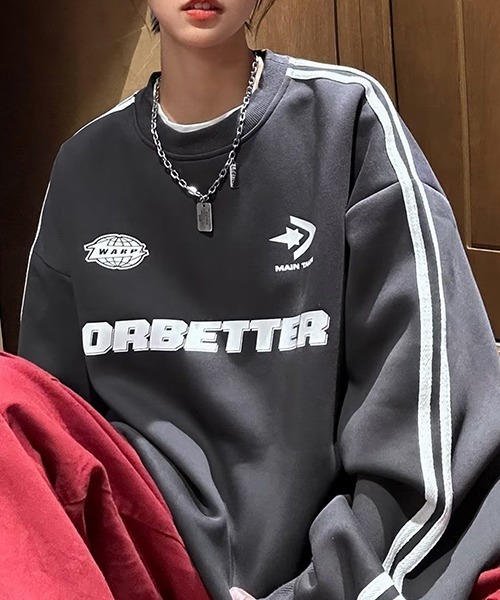 c.u.l（シーユーエル）の「ユニセックス スポーティーライン スウェット ゲームシャツ  サッカーシャツ 秋服 culw705（スウェット・レディース・ネイビー/ホワイト/グレー・FREE）」の2枚目の写真