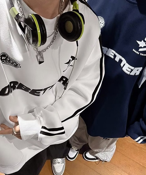 c.u.l（シーユーエル）の「ユニセックス スポーティーライン スウェット ゲームシャツ  サッカーシャツ 秋服 culw705（スウェット・レディース・ネイビー/ホワイト/グレー・FREE）」の6枚目の写真