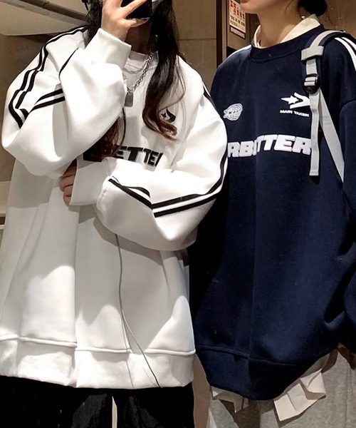 c.u.l（シーユーエル）の「ユニセックス スポーティーライン スウェット ゲームシャツ  サッカーシャツ 秋服 culw705（スウェット・レディース・ネイビー/ホワイト/グレー・FREE）」の8枚目の写真