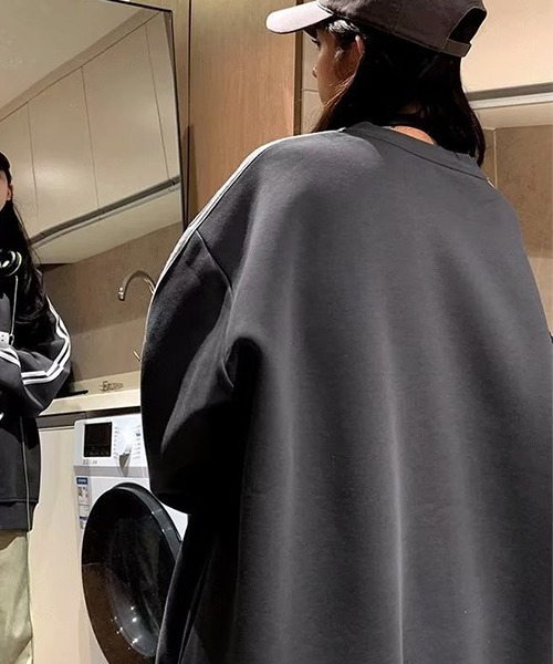 c.u.l（シーユーエル）の「ユニセックス スポーティーライン スウェット ゲームシャツ  サッカーシャツ 秋服 culw705（スウェット・レディース・ネイビー/ホワイト/グレー・FREE）」の19枚目の写真