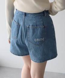 フリンジロゴデニムショートパンツ