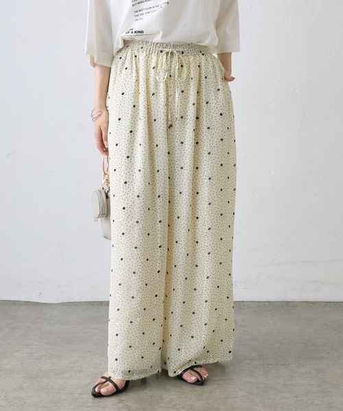 PUAL CE CIN（ピュアルセシン）の「ドットシフォンイージーパンツ（その他パンツ・レディース・ネイビー/アイボリー・FREE）」の4枚目の写真