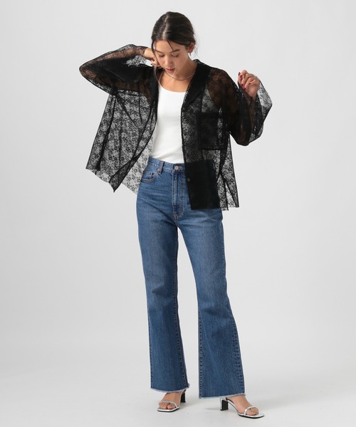 BAYFLOW（ベイフロー）の「[ストレッチ入り]フレアジーンズ（デニムパンツ・レディース・サックスブルー/インディゴブルー・SMALL/MEDIUM）」の6枚目の写真