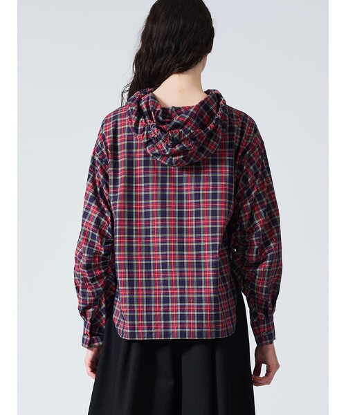 【美品】ミズイロインド　ギャザーフードプルオーバーシャツ　ブラウン ミズイロインド mizuiro ind mizuiro ind ギャザーフードプルオーバー