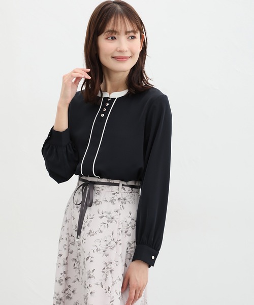 Honeys(ハニーズ)の「配色使いブラウス(シャツ/ブラウス・レディース・ホワイト/ネイビー/ミント/ブラック系・S/M/L/LL/3L)」の9枚目の写真