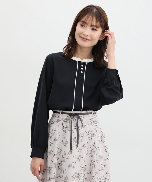 Honeys(ハニーズ)の「配色使いブラウス(シャツ/ブラウス・レディース・ホワイト/ネイビー/ミント/ブラック系・S/M/L/LL/3L)」の10枚目の写真