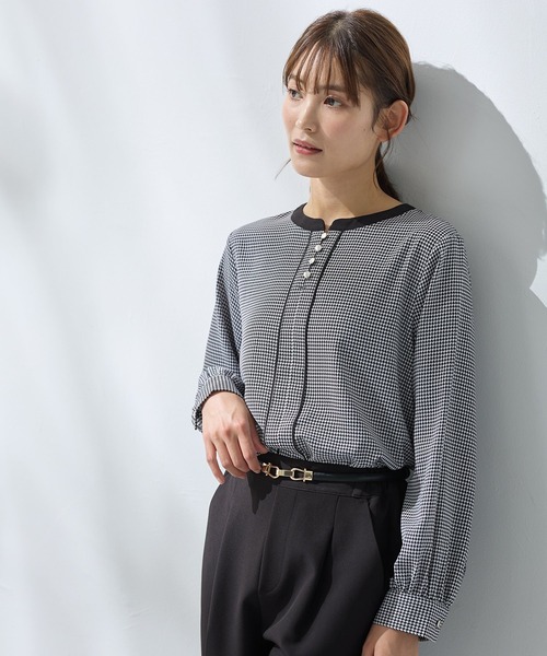 Honeys(ハニーズ)の「配色使いブラウス(シャツ/ブラウス・レディース・ホワイト/ネイビー/ミント/ブラック系・S/M/L/LL/3L)」の14枚目の写真