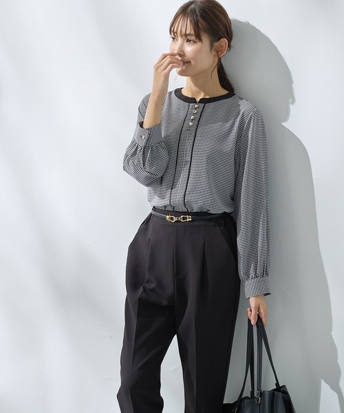 Honeys(ハニーズ)の「配色使いブラウス(シャツ/ブラウス・レディース・ホワイト/ネイビー/ミント/ブラック系・S/M/L/LL/3L)」の16枚目の写真