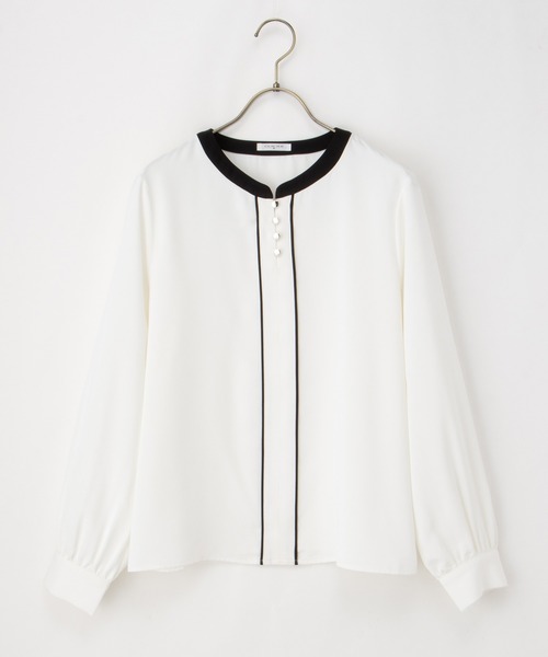 Honeys(ハニーズ)の「配色使いブラウス(シャツ/ブラウス・レディース・ホワイト/ネイビー/ミント/ブラック系・S/M/L/LL/3L)」の17枚目の写真