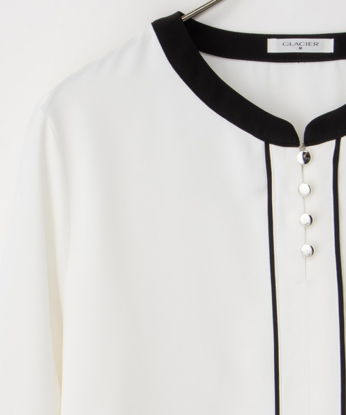 Honeys(ハニーズ)の「配色使いブラウス(シャツ/ブラウス・レディース・ホワイト/ネイビー/ミント/ブラック系・S/M/L/LL/3L)」の18枚目の写真